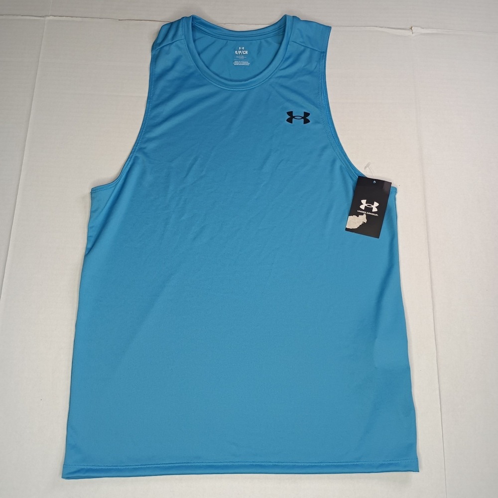 NWT Men's Under Armour Size S Small Blue Tech Tank Top Shirt Fitted 1382795-452